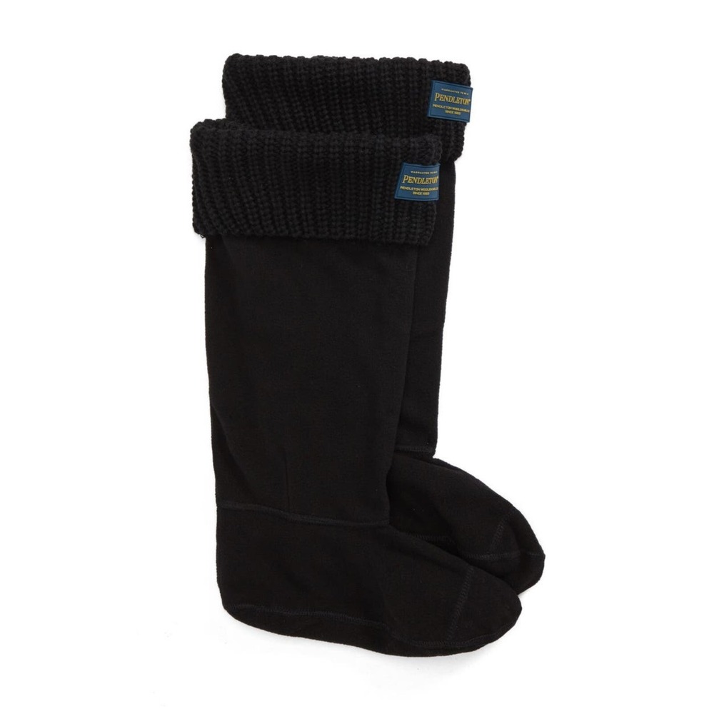 Pendleton Boot Socks Womens Medium US 5-7 Black Crew 10 in Short Boots Comfort